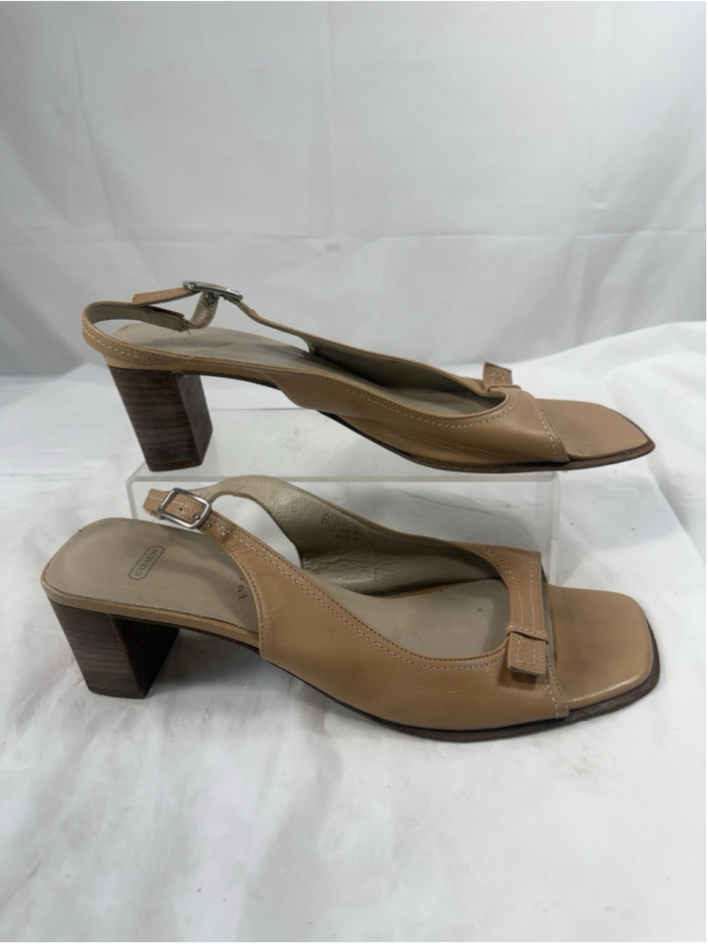 VINTAGE COACH NORA GLOVE LEATHER SLING BACK SANDALS SHOES SIZE 8 B ITALY - Picture 11 of 14